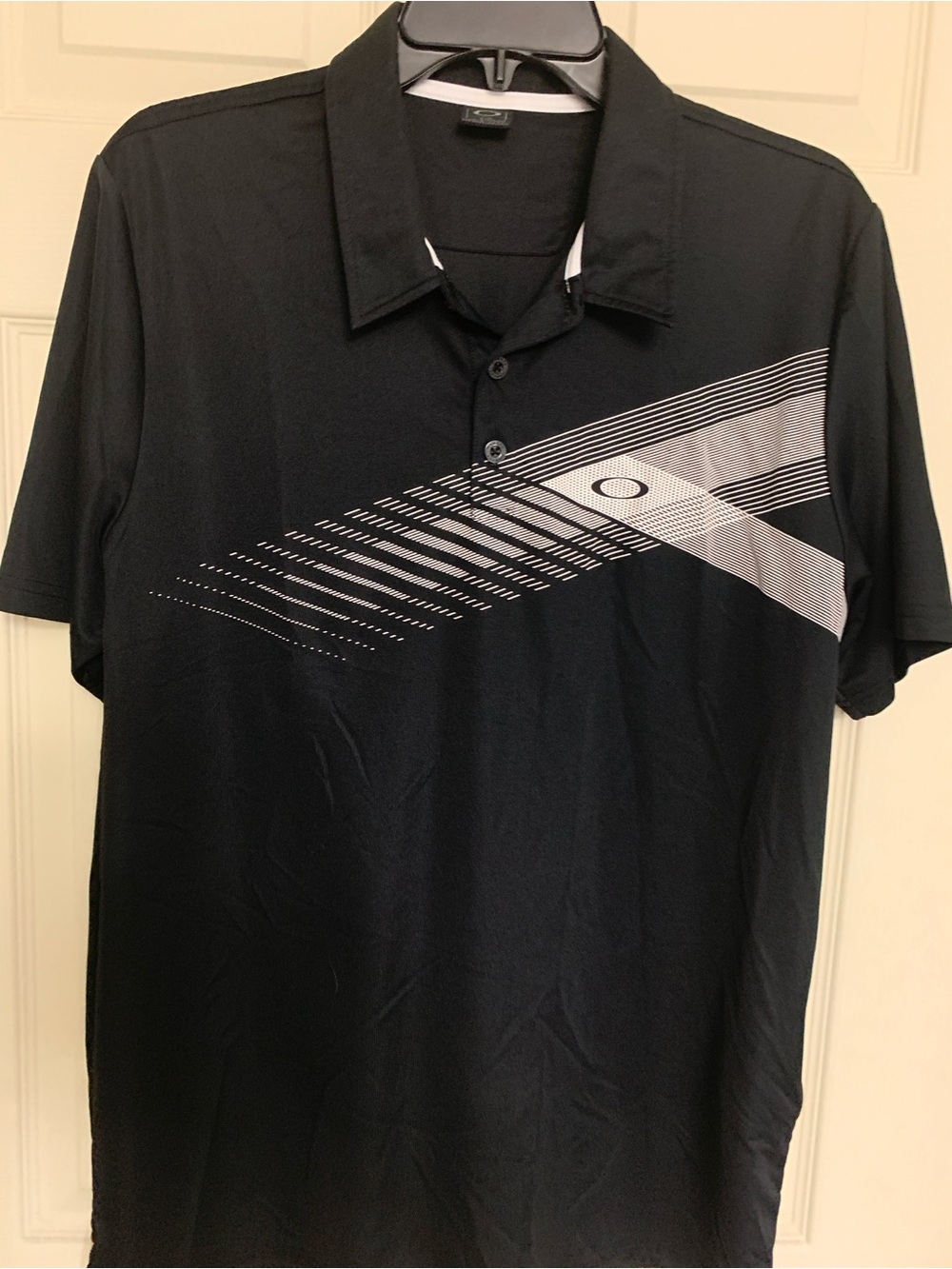 Oakley Black Polo with Gray Diagonal Graphic